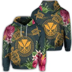 Hawaiian Kanaka Turtle Hibiscus Plumerian Polynesia Hoodie - Alena Style