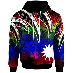 Nauru Hoodie - Tropical Leaf Rainbow Color