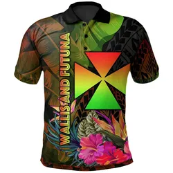 Wallis and Futuna Polynesian Polo Shirt - Hibiscus and Banana Leaves