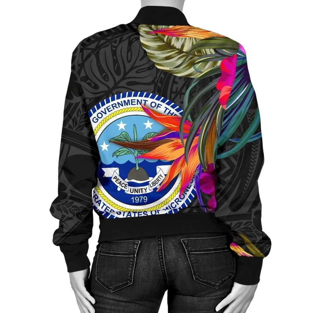Alohawaii Jacket - Bomber Jacket Federated States of Micronesia - Polynesian Hibiscus Pattern - BN39