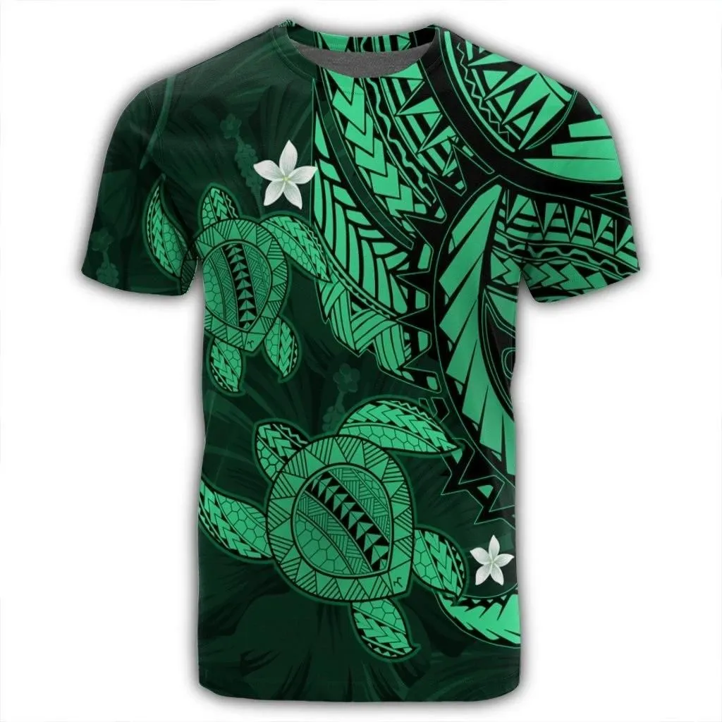 Alohawaii Tee - Hawaii Polynesian Turtle Hibiscus T-shirt Green - AH - J4R