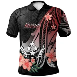 Kosrae Polo Shirt - Red Polynesian Hibiscus Pattern Style