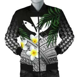 Kanaka Maoli (Hawaiian) Mens Bomber Jacket, Polynesian Plumeria Banana Leaves Gray
