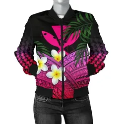 Alohawaii Jacket - Bomber Jacket Kanaka Maoli (Hawaiian) Polynesian Plumeria Banana Leaves Pink A02