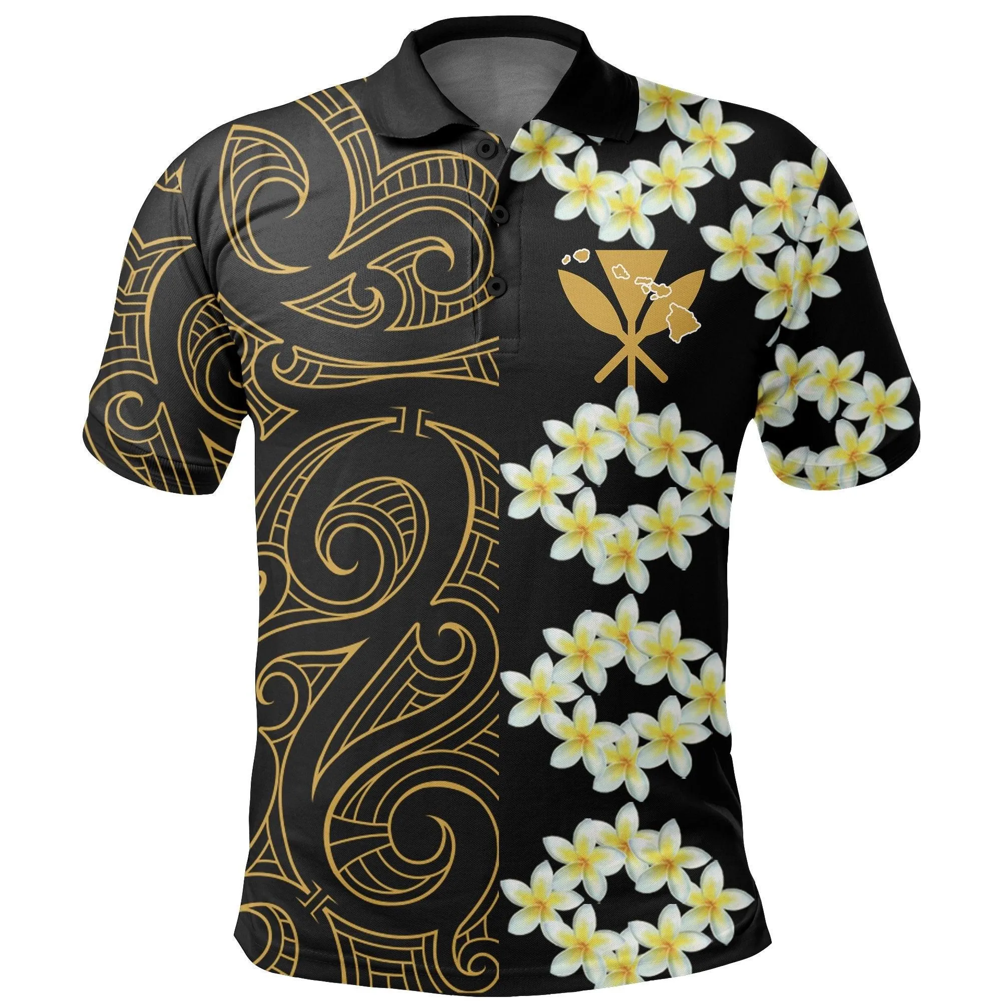 Hawaii Plumeria Kanaka Polynesian - Hawaiian Polo Shirt - Curtis Style