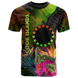 Cook Islands Polynesian T Shirt -Hibiscus and Banana Leaves