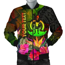 Vanuatu Polynesian Personalised Men's Bomber Jacket -  Hibiscus and Banana Leaves - BN15