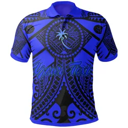 Chuuk Custom Personalised Polo Shirts  - Blue Seal with Polynesian Tattoo