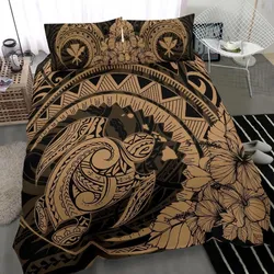 Alohawaii Bedding Set - Cover and Pillow Cases Hawaiian Map Kanaka Honu Hibiscus Gold Globular Polynesian - AH - JD