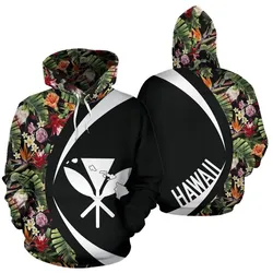 Kanaka Tropical Flowers Watercolor Hoodie - Circle Style