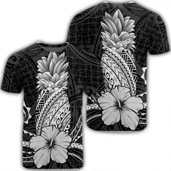 Alohawaii Tee - Hawaii Polynesian Pineapple Hibiscus T-shirt White - AH - J4R