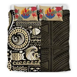 Polynesian Tahiti Gold Polynesian Hibiscus Tribal Style A Bedding Set Camlizn