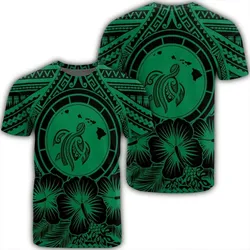 Alohawaii Tee - Hawaiian Map Honu Hibiscus Tropic Green Polynesian T-shirt AH - JGR
