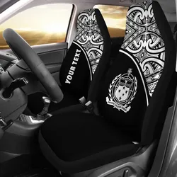Samoa Custom Personalised Car Seat Covers - Samoa Coat Of Arms Polynesian White Curve