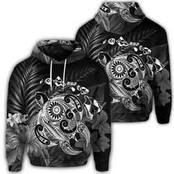 Hawaiian Map Turtle Tattoo Hibiscus Plumeria Polynesian Hoodie - White