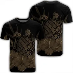 Alohawaii Tee - Hawaiian Map Turtle Hibiscus Polynesian T-shirt Gold - AH - J4R