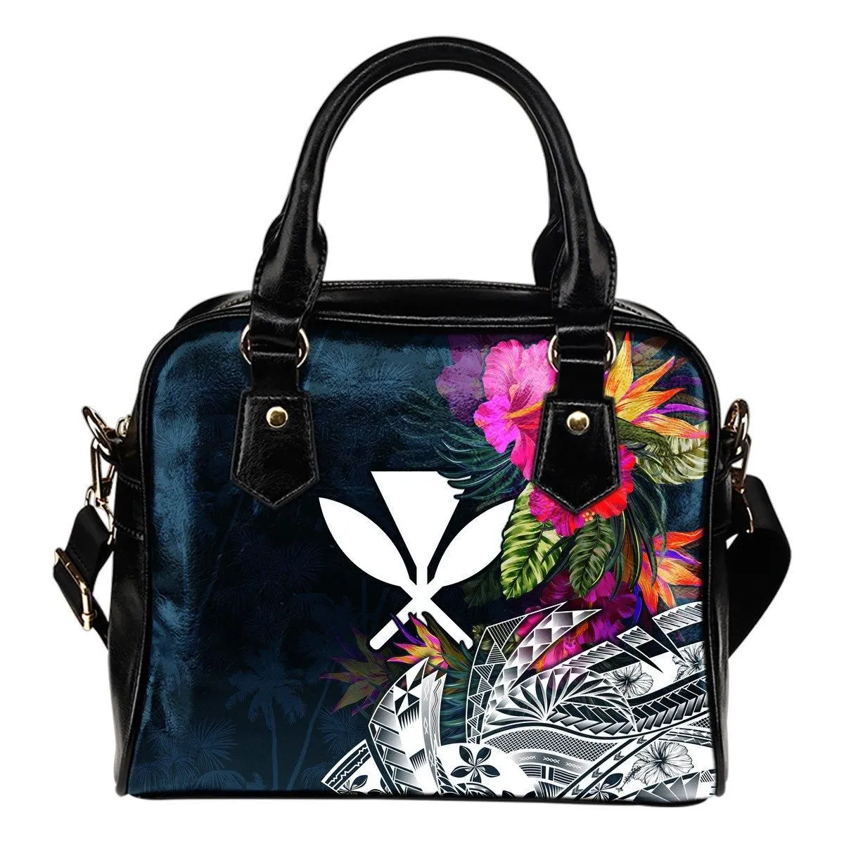 Hawaii Shoulder Handbag - Polynesian Hibiscus With Summer Vibes