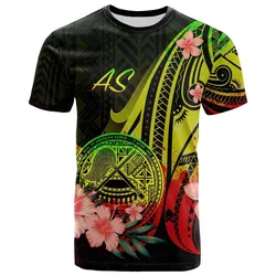 American Samoa T Shirt - Reggae Polynesian Hibiscus Pattern Style
