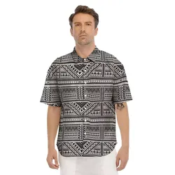 Tattoo Maori Polynesian Print Pattern Mens Short Sleeve Shirts