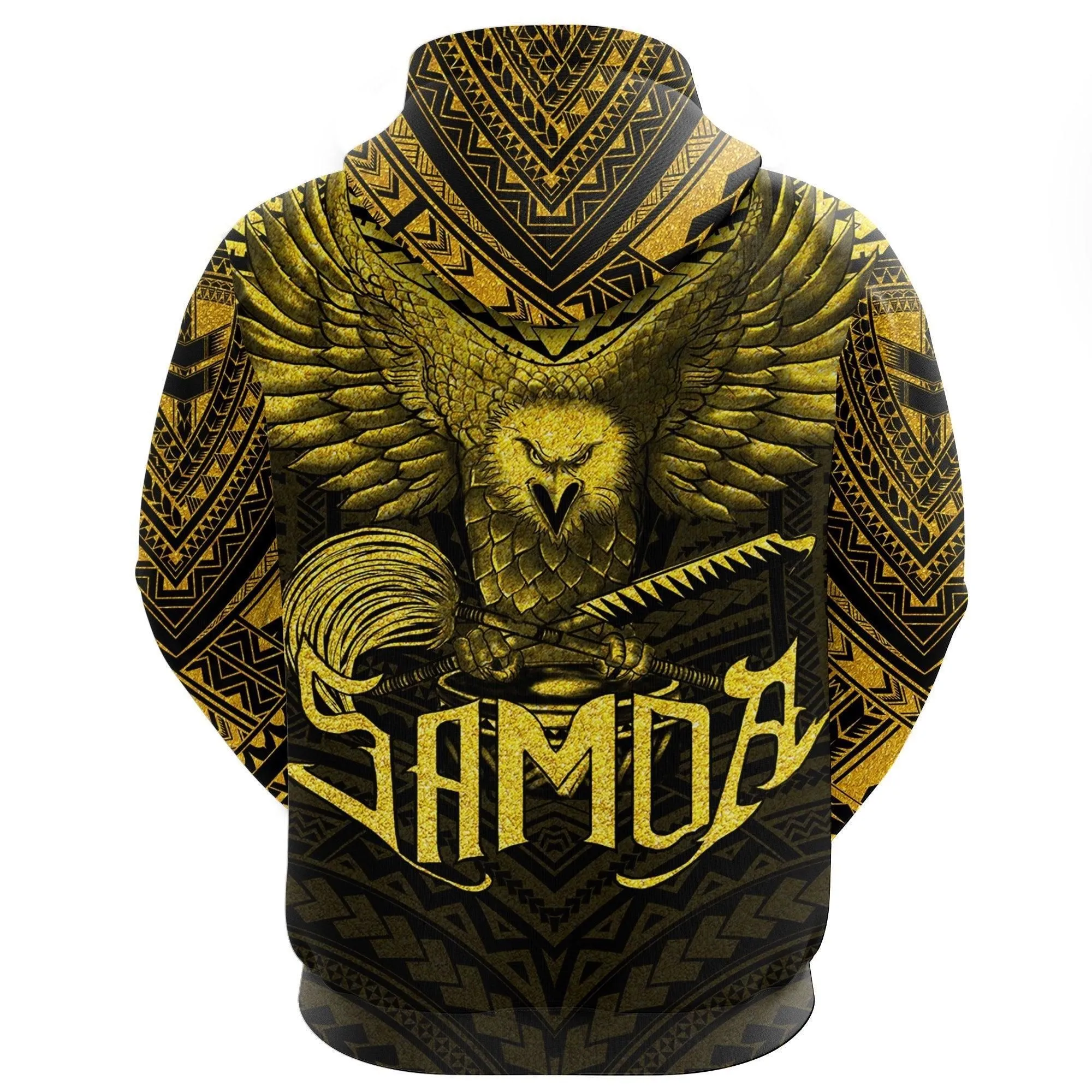 American Samoa Hoodie Eagle Tattoo Style Golden