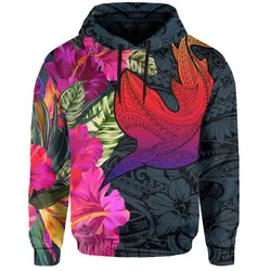 Hawaii Polynesian Hibiscus Shark Hoodie - AH - Rock Style - J5