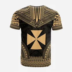 Wallis and Futuna Custom Personalised T shirt - Wallis and Futuna Coat Of Arms Polynesian Chief Tattoo Gold Version