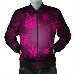 Alohawaii Jacket - Hawaiian Plumeria Hibiscus Turtle Under Sea Polynesian Bomber Jacket Pink AH - J7R