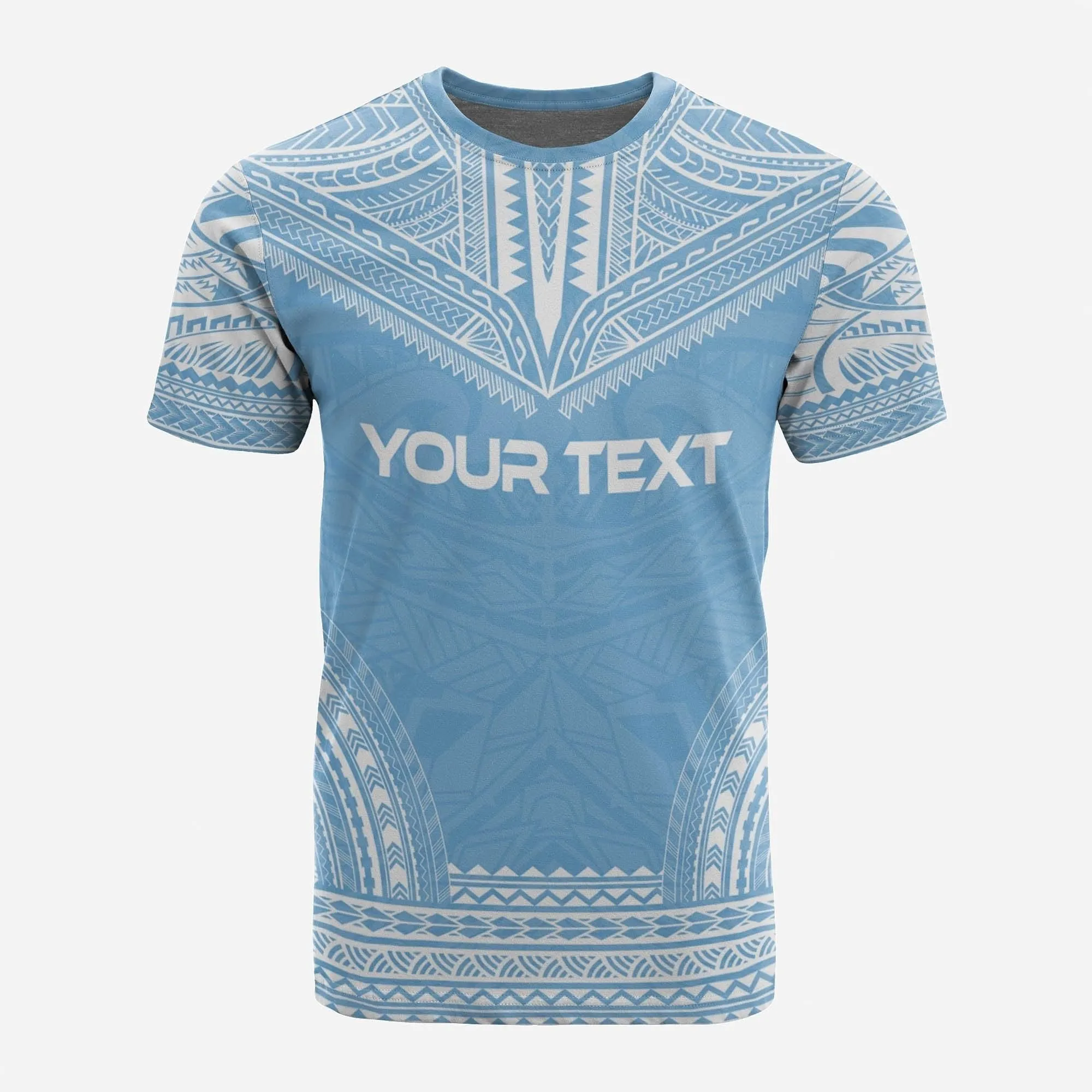 Federated States Of Micronesia Custom Personalised T-Shirt - F S M Seal Polynesian Chief Tattoo Light Blue Version