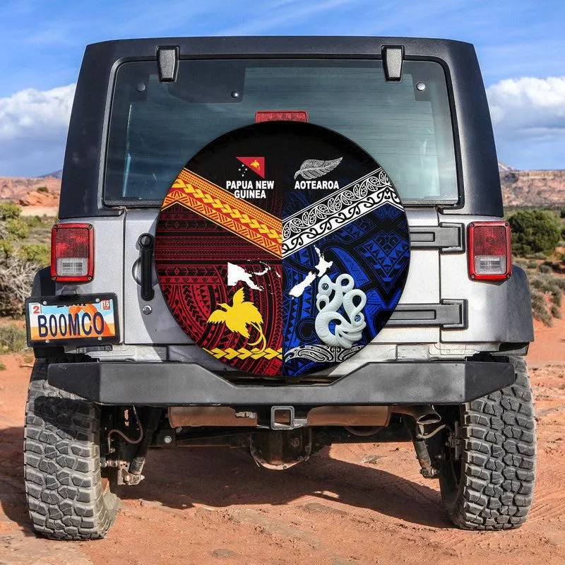 New Zealand And Papua New Guinea Spare Tire Cover Together - Blue LT8