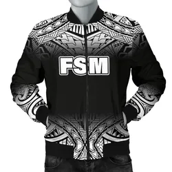 Federated States Of Micronesia Mens Bomber Jacket - Fog Black Style