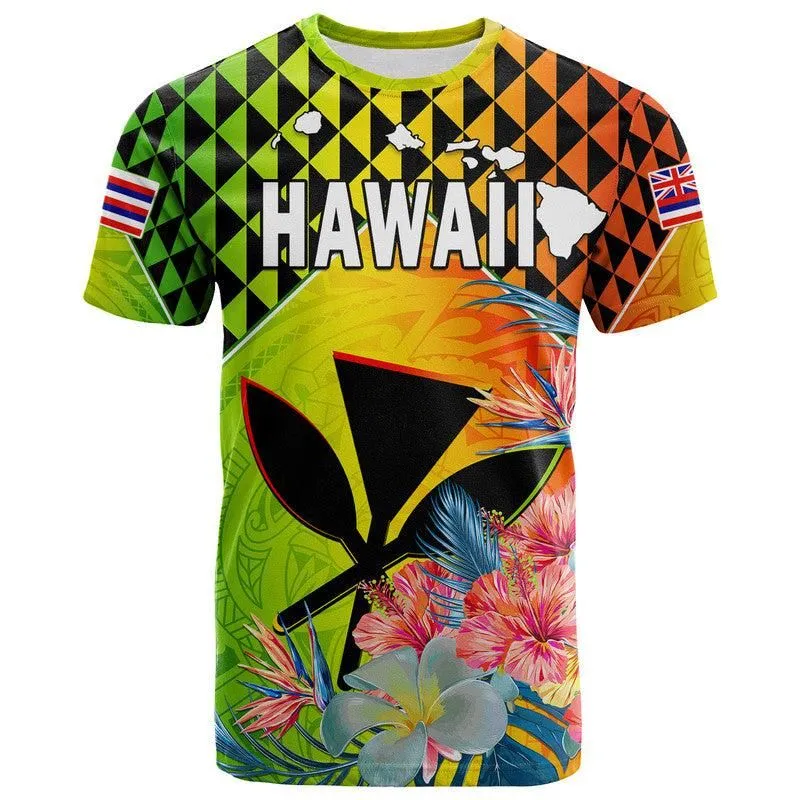 (Custom Personalised) Hawaii T Shirt Hawaiian Tribal Kanaka Maoli Hibiscus LT14