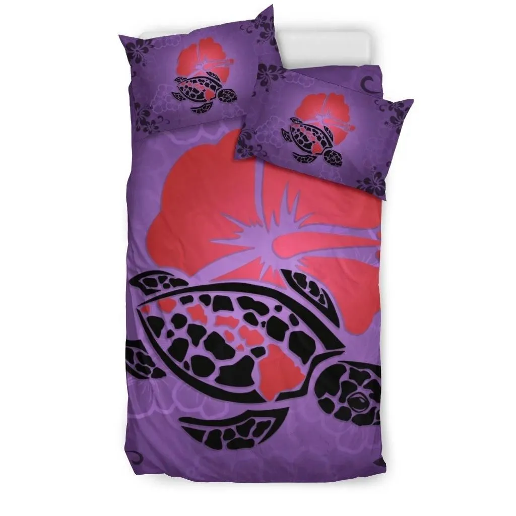 FamilyGater Bedding Set - Cover and Pillow Cases Hawaiian Hibiscus Turtle Polynesian - AH - J4