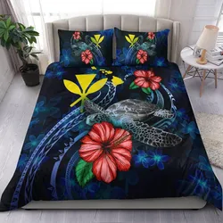 Hawaii Polynesian Bedding Set - Blue Turtle Hibiscus