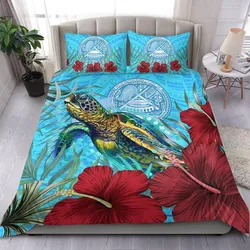 Alohawaii Bedding Set - American Samoa Turtle Hibiscus Ocean Bedding Set A95