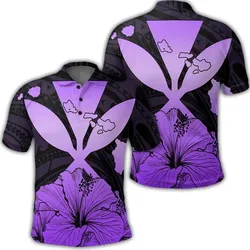 Alohawaii Shirt - Hawaiian Kanaka Polo Shirt Hibiscus Polynesian Love - Violet - AH - JR