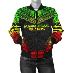 Marquesas Islands Polynesian Chief Women'S Bomber Jacket - Reggae Version - Bn10
