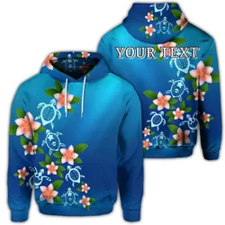 (Personalised) Hawaiian Tuttle And Plumeria Flower In The Sea Polynesian Hoodie - AH