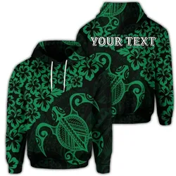 Alohawaii Hoodie - (Personalised) Hawaiian Map Turtle Hibiscus Kanaka Polynesian Hoodie - Green - AH - J4R