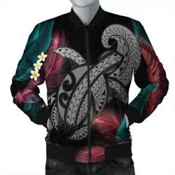 FamilyGater Jacket - Hawaii Turtle Polynesian Tropical Bomber Jacket - Ghia Style Gray - AH - J4R