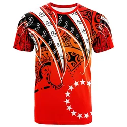 Cook Islands T shirt - Tropical Leaf Red Gradient Style