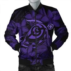 Hawaiian Turtle Hibiscus Plumeria Kanaka Polynesian Bomber Jacket Purple - Soft Style