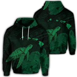 Alohawaii Hoodie - Hawaiian Polynesian Hibiscus Turtle Map Hoodie Green - AH - J5R