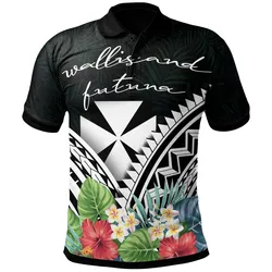 Wallis and Futuna Polo Shirt - Wallis and Futuna Coat of Arms & Polynesian Tropical Flowers White