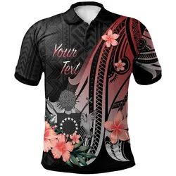 Cook Islands Personalised Custom Polo Shirt - Red Polynesian Hibiscus Pattern Style