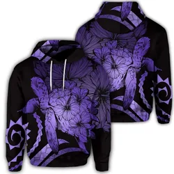 Hawaiian Hoodie - Hawaiian Turtle Hibiscus Polynesian Vintage Hoodie - Purple