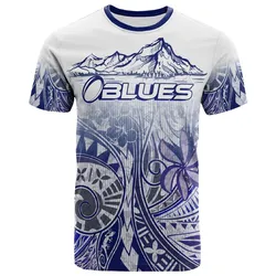 Blues Rugby T-shirt  - Custom Blues Rugby Mountain Polynesian Patterns Style T-shirt