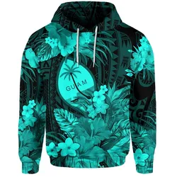 Alohawaii Clothing - Guam Tropical Flowers Turquoise Hoodie