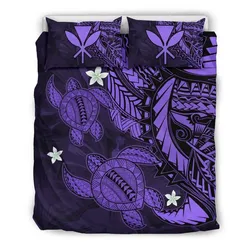 FamilyGater Home Set - Hawaii Polynesian Turtle Hibiscus Bedding Set - Purple - AH - J4