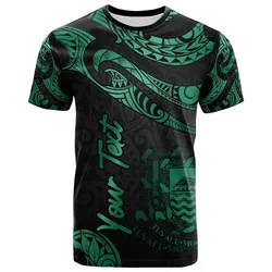 Tuvalu Polynesian Custom Personalised T-Shirt - Poly Tattoo Green Version
