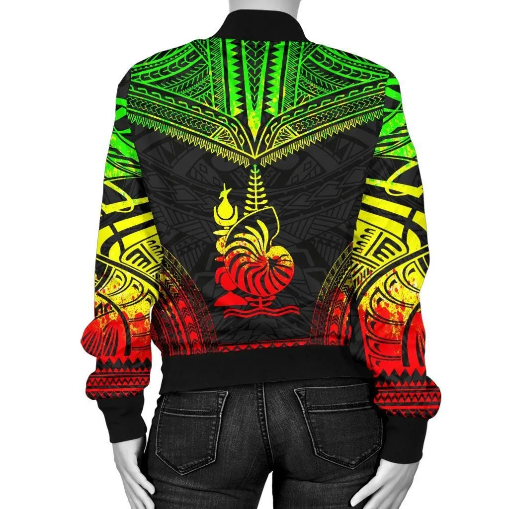 New Caledonia Polynesian Chief Women'S Bomber Jacket - Reggae Version - Bn10